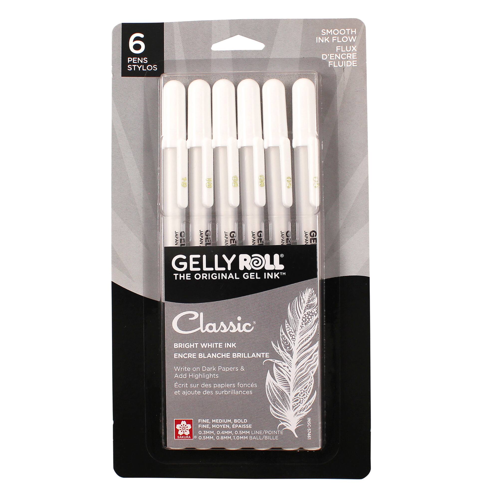 Sakura® White Classic Gel Pens, 6ct.